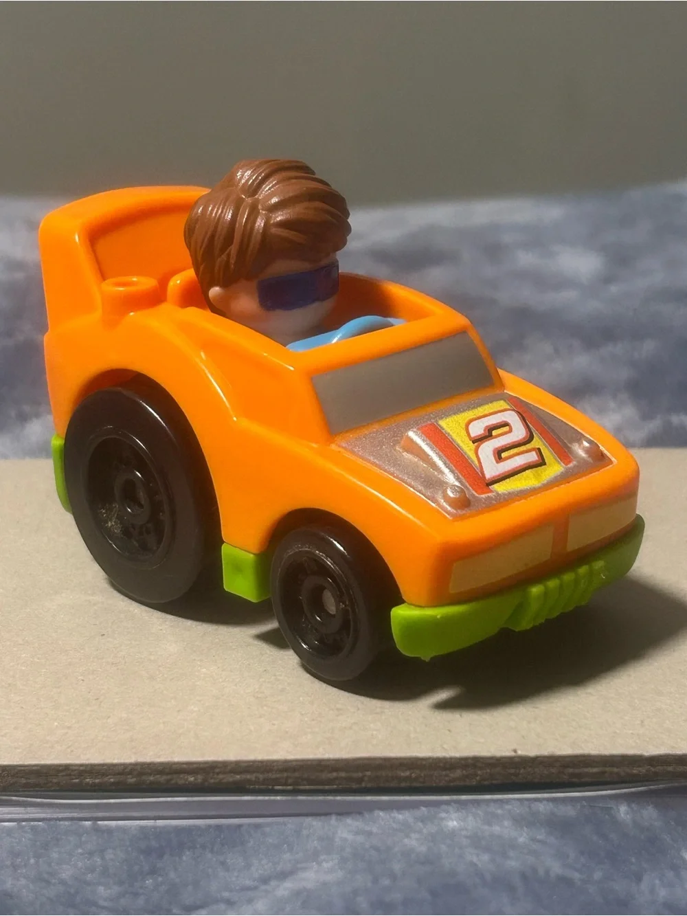 Little People Orange Kids Toy Race Car with Driver - Bright Orange & Green